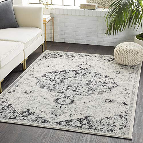 Livabliss Asmara Alfombra Vintage - Alfombra Salon Grande, Habitacion, Cocina - Alfombras 160x220cm, Estilo Boho y Oriental Multicolor Gris, Negro y Blanco