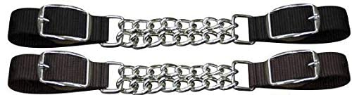 Showman Fully Adjustable Double Chain Nylon Curb Strap (Black)