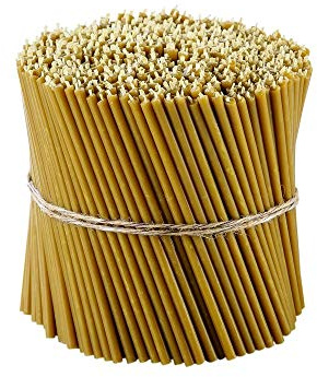 Danilovo Ritual Kerzen 100% Bienenwachs (Gelb) - Orthodoxe Kerzen für Gebet Tischdeko Hochzeit - Ungiftig, Ruß - Tropffrei, Nachhaltige Produkte, N100, Höhe: 16,5 cm, Ø 5,7 mm (400 stück)