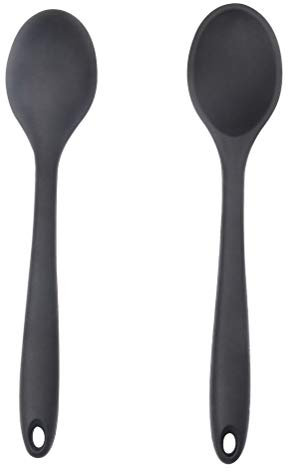 kuou 2 Stück Antihaft Silikon Löffel, 28x5.5 cm Küchen Silikon Löffel Langem Griff Kochen und Backen Rühren Werkzeuge