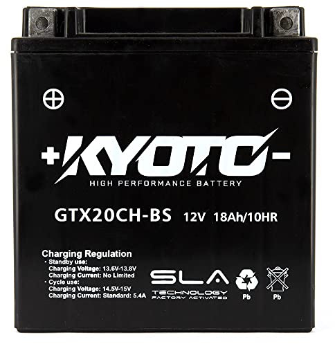 Motorradbatterie Kyoto SLA GTX20CH-BS (YTX20CH-BS) AGM - wartungsfrei - 12V 18Ah - Maße: 150x87x161mm passend für Suzuki M1800R Intruder 1800 2012