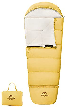 Naturehike Kinder Schlafsack Super Warm Mumienschlafsack Leicht & Kompakt mit Baumwoll Innenfutter für Camping Outdoor Reise Zelten Wandern (gelb)