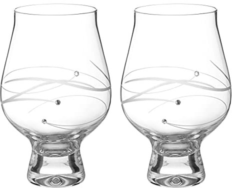 DIAMANTE Gin Goblets - 'Spiral' Crystal Gin and Tonic Glass - Set of 2 (Spiral)