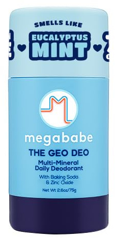 Megababe Daily Deodorant - The Geo Deo with 72 hour Odor Protection, Vacation and Hot Weather Essential, Multi-Minerals, Aluminum-Free, All Natural, 2.6 oz