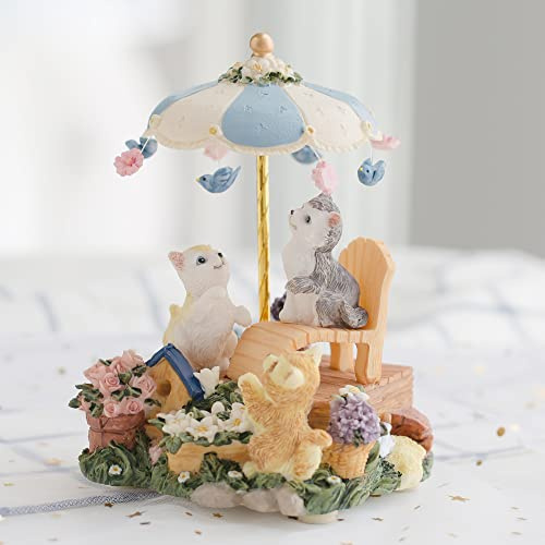 LOVE FOR YOU Gift Wrapped Music Box Cat Lovers Garden Musical Decoration for Girls and Women Kids Sister Niece Daughter Mom Granddaughter Grandma Birthday Presents Christmas Gifts