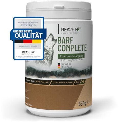 ReaVET Barf Complete Hund Pulver 530g - Barf Zusatz Komplett Barfen für Hunde, Mineralien & Vitamine, Barf Hund