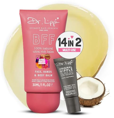 Dr. Lipp Dry Skin Heroes [BFF ultra rich Balm 30ml & Original Nipple Balm 8ml] – 14-in-TWO Multi-Use Balms for Lips, Nipples & More – 100% Natural Coconut Oil & Lanolin – Fragrance & Cruelty Free