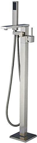 PINCHU Robinet De Baignoire Robinet pour Baignoire Ilot Douchette Baignoire Mitigeur De Baignoire À Levier Unique Robinet De Remplissage De Baignoire en Laiton Colonne De Douche pour Baignoire,Nickel