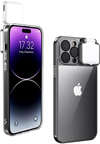 AJDSE Selfie Light for iPhone 13 Pro Max Case Light Up Flash Lighting Selfie Case Rechargeable LED Compatible with Live Stream/Makeup/Video- Selfie Illuminate Crystal Clear