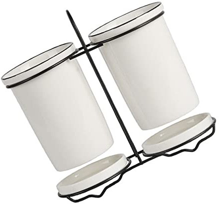 Alipis 1ensemble Râtelier Céramique Pour Ustensiles De Cuisine Support De Rangement Pour Couverts Porte-baguettes Et Fourchettes Avec Drainage Intégré Pour Maison
