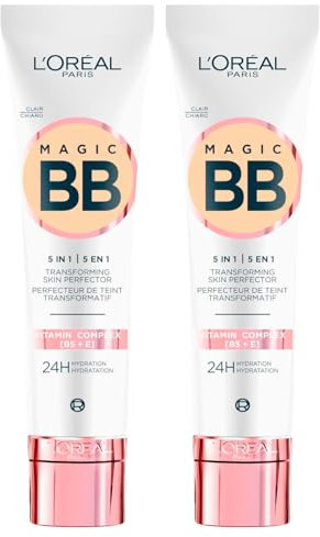 L'Oréal Paris Magic BB Cream 5in1 Idratante Antiossidante Uniformante Levigante Illuminante 24h Estratto di Fico Protezione SPF 20 Texture Leggera e Cremosa Colore Chiaro - 2 Cosmetici