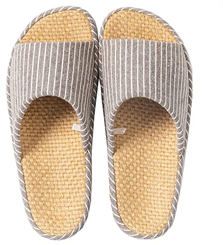 MAGILONA House Slippers for Women Open Toe Tatami Indoor Shoes 7/39,Coffee