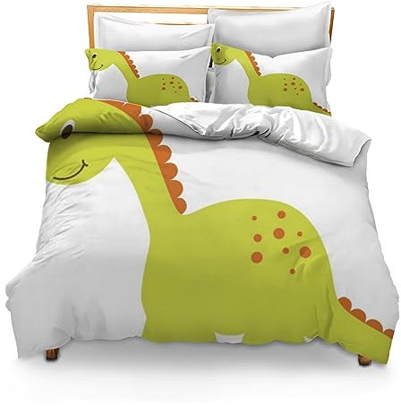 Horienteeon - Set copripiumino completo con dinosauri, 3 pezzi (1 piumino in microfibra e 2 federe), per bambini, ragazze, ragazzi, adulti, letto e soggiorno