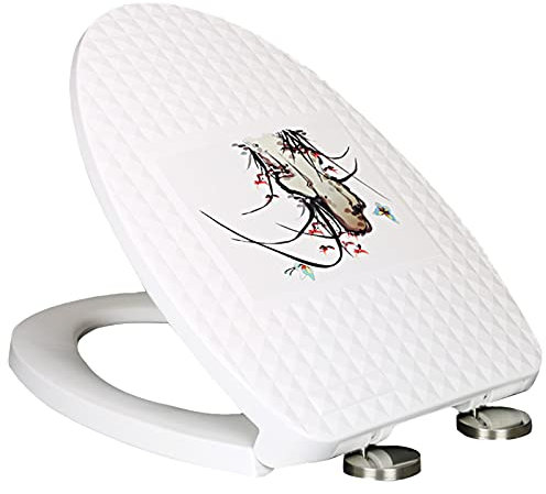WC-Sitz mit Schnellentriegelung, weiß, sanftes Absenkautomatik für einfache Reinigung, Badezimmerfamilie, robuster Toilettendeckel, Kunststoffmaterial, oval (Farbe: Orchidee, Größe: Einheitsgröße)