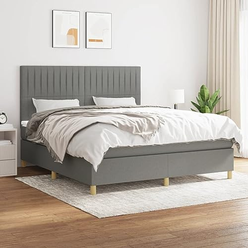 CKioict Palettenbett Modernes Bettgestell Jugendbett Boxspringbett mit Matratze Dunkelgrau 180x200 cm StoffGeeignet für Arbeitszimmer, Wohnzimmer, Hotel