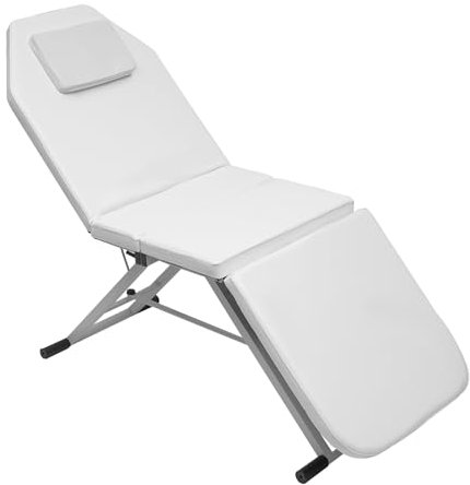 awolsrgiop Massageliege, 3 Zonen Klappbare Kosmetikliege, Professionelle Massageliege Klappbar Zusammenklappbare mit Kopfstütze, 91 * 60 * 26cm Faltbare Größe (Weiß)