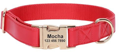 Personalisiertes Hundehalsband, passen Sie das gravierte Hundehalsband mit Namen und Telefonnummer an, benutzerdefiniertes Hundehalsband aus echtem Leder mit Einstellbarer Größe
