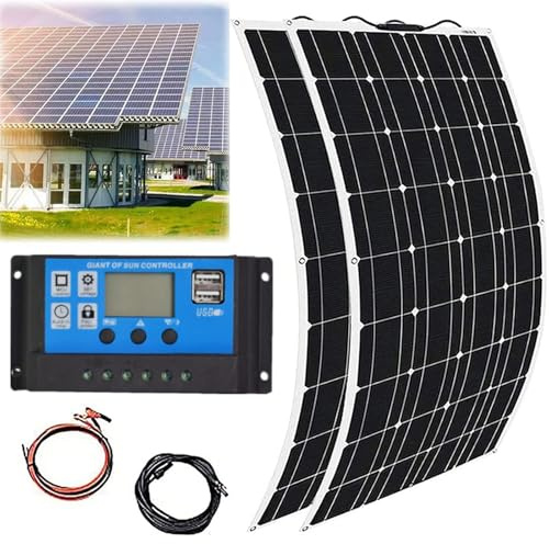 800W Solar Panel Kit System, 2Pcs 400W 18V Flexible Monocrystalline Solar Module For Motorhome, Boat, Tent, Car, Trailer, Battery Power Charging