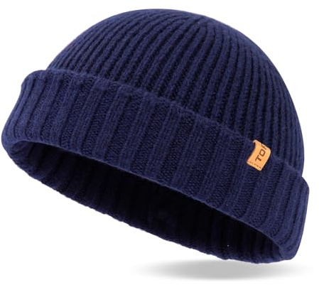 TOP-EX XL/XXL 100% Lana Merino Fisherman Beanie Trawler Beanie Uomo Donna Berretto Invernale Lavorato a Maglia, Medium-Large