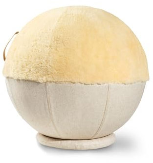 Fellhof Sitzball mit Lammfellbezug VIDA inkl. Innenball und Handpumpe, Bezug waschbar bei 30 °C (Creme, 60-65 cm)