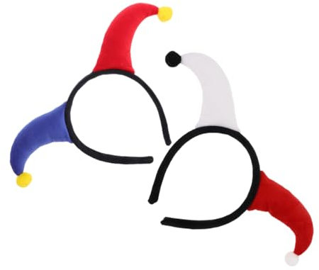 VICASKY 2stücke Karnevalsclown-stirnband Clownhüte Plüschhut Kostümaccessoires Für Halloween Zirkusrequisiten Stirnbandset Mit Rot Und Weiß Karnevalskopfstück