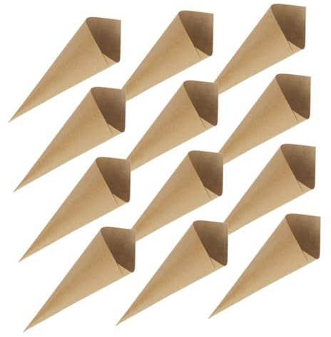 Genérico 60 Piezas cono de pétalos de boda titular de la torta completado pre tazas de embutidos brochetas conos de pétalos de rosa secos favores de la fiesta de bodas Papel Light Brown