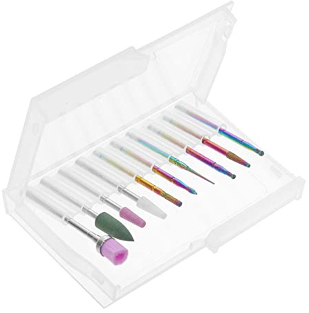Juego de Brocas para Uñas, 10 Piezas, Acero Inoxidable, para Cutículas | Manicura Profesional, Nail Art Diy, Nylon y Silicona, Ligero, Práctico, Uso en Spa