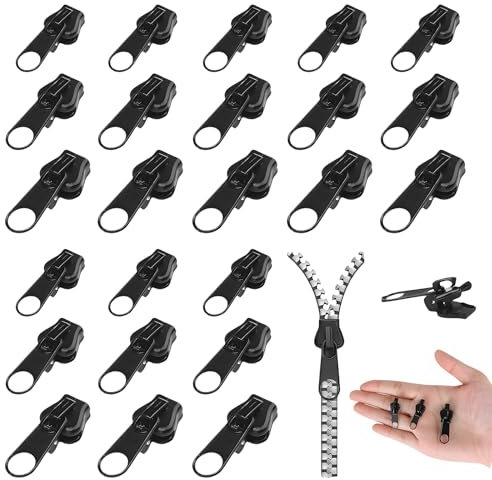 24 Stück Reissverschluss Zipper, Reisverschluss-Zipper Ersatz, Reißverschluss Reparatur Set, Reißverschluss Schieber Ersetzen, 3 Größen Abnehmbares Reißverschluss, für Mantel Rucksäcke Jacken