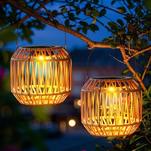 2 Stück Garten Deko Draußen Figuren, Solarlampen für Außen Hängend, IP65 Wasserdicht Metall Solarlampen, Deko Garten für Außen für Balkon Deko Terrasse Rasen Balkon Hof (2 Stück)