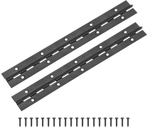 M METERXITY 2er Pack Klavierbänder 10 Zoll/250mm 304 Edelstahl Durchgehende Klavierbänder Mit Löchern Und Schrauben Für Lagerboxen [1.2x 0.04/30x1mm Öffnungsbreite Dicke Schwarz]