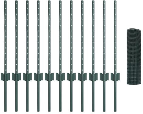vidaXL Set di Recinzione per Polli Set di 2 Verde PVC, Metallo
