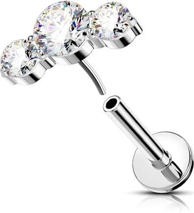 OUFER 16G Anillos sin rosca para oreja de acero quirúrgico 316L, anillo conch, piercing transparente para cartílago, anillo tragus, piercing labial para mujer, 6/8 mm, 16G6mm, Acero inoxidable