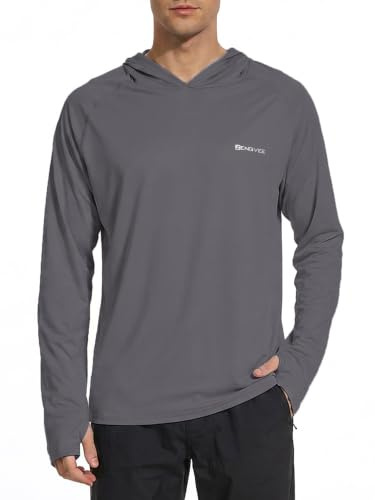 HUAKANG UV Shirt Herren Langarm UPF 50+ Sonnenschutz für Angeln Surfen | Schnelltrocknend Atmungsaktiv Elastisches Rashguard Kapuzenpullover UV Sonnenschutz Schwimmen Running