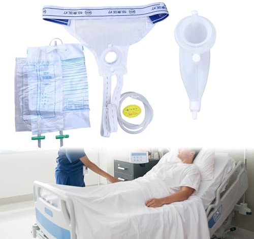 Catéter externo para hombres Silicona transpirable Collector de orina masculina, bolsas de orina de 1000 ml/2000 ml reutilizables para viajes, hospital y uso diario