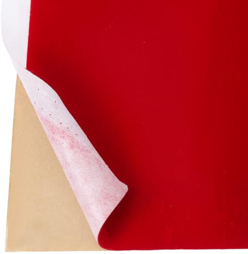 CABODYALS Material de Fieltro Autoadhesivo de Terciopelo Rojo de 154cm, Papel de Respaldo Flocado, Parche de Reparación Suave, Papel Tapiz Adhesivo de Color Sólido para Exhibidores de Joyas, Cajones,