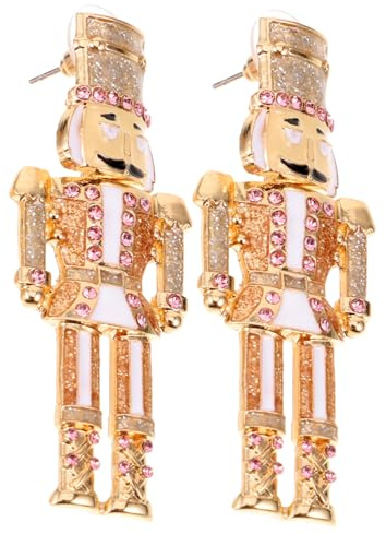 Beavorty Boucles Oreilles Pendantes Femme Noël Casse-noisette à Cristaux Bijoux Festifs Élégants Pour Fêtes Hiver