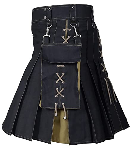 pvucpot Tradizionale Kilt Uomo Scozzese Tartan Irlandese Vintage Gotico Moda Kendo Kilt Medievale Gonna Scozzese Tartan individualità