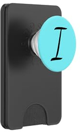 Baby Blue Initial I Black Letter Beautiful Brush Script Gift PopSockets PopWallet for MagSafe