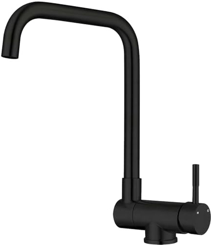 Aica Vorfenster Küchenarmatur Klappbar schwarz, 180°Klappfunktion Faucet, Edelstahl Hochdruck Armatur küche 360° Drehbar, Mit Schlauch & Luftsprudler – Einhandmischer für Spüle
