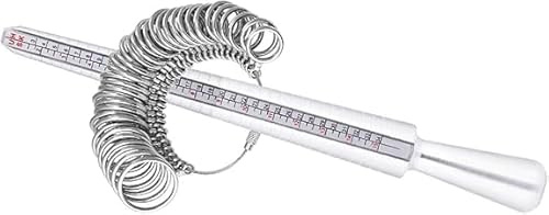 Windfromort Medidor Anillos, Dedo Ring Sizer Indicador Medición Palo Metal Anillo Joyería Kit Tamaño(EU,UK,US,JP)