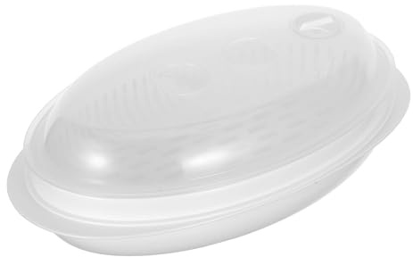Veemoon Assiette Vapeur Micro-ondes Haute Capacité avec Couvercle Plat Cuisson Vapeur pour Buns et Poissons Design Pratique avec Barrière Anti-fuite et Ventilation Usage Réfrigérateur et