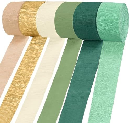 Krepppapier Grün Luftschlangen 6 Rollen Grünes Krepppapier Kreppbänder Crepe Papier Party Deko grün Gold Wedding Decorations