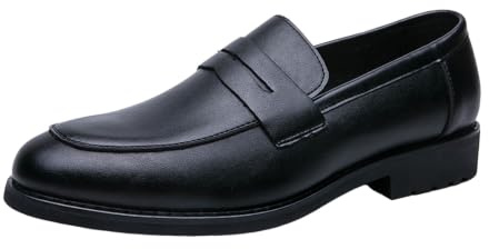 Zapatos de Vestir Tipo mocasín Casuales de Moda con Punta Afilada (Black, 43)