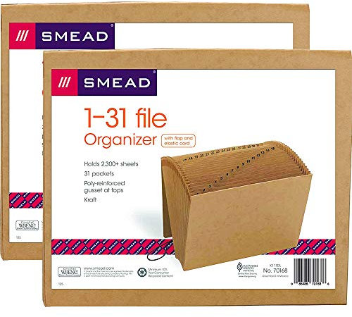 SMEAD: 1–31 indiziert Fächermappen, 21 Pockets, Kraft, Letter, braun –:-Verkauft als 2 Packungen von – 1 –/– Insgesamt je 2