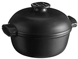Emile Henry EH779564 Bräter, rund, Delight, Schwarz, 2 l