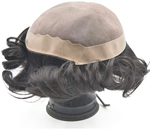 Hairnotion Herren Perücke Durable Echthaar Schwarz 1b # Toupet Echthaar Männer 79 zoll