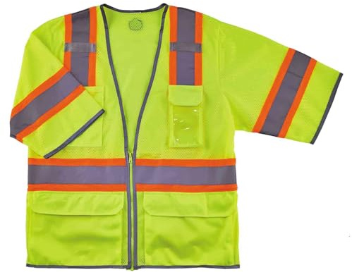 Ergodyne - 24167 Reflective Safety Vest, ANSI Class 3, Hi Vis Two Tone, 6 Easy Access Pockets, GloWear 8346Z, Lime, 2X-Large/ 3X-Large