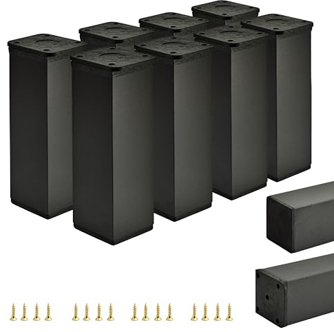 Alusfera Metall Tischbeine Höhenverstellbar Verstellbare Möbelfuss Sofafuss Sockelfuss Aluminium Profil 8 Stück 40x40mm (120mm, Schwarz), 5903021983749, 120 mm