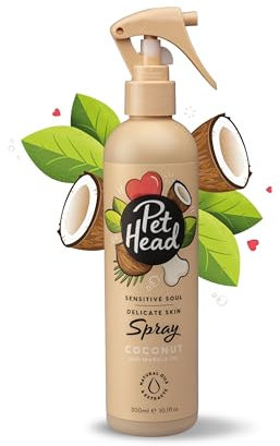 Pet Head Sensitive Soul Fellspray für Hunde | Kokosnussduft | Pflegt und Beruhigt Empfindliche Haut | pH-Neutral | Vegan & Tierversuchsfrei | Sanfte Formel für Hunde und Welpen | 300ml