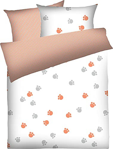Dyckhoff Kinder-Wendebettwäsche Weichfrottier orange Größe 100x135 cm (40x60 cm)
